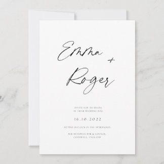 Invitations de mariage de calligraphie blanche mod