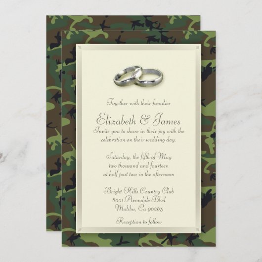 Invitations de mariage de Camo (Devant / Derrière)
