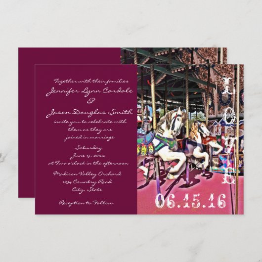 Invitations de mariage de carnaval d'amour de (Devant / Derrière)