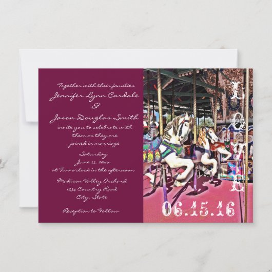 Invitations de mariage de carnaval d'amour de (Devant)