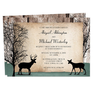 Invitations de mariage de cerfs de Woodsy rustique