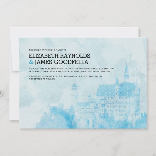 Invitations de mariage de château de conte de fées (Devant)