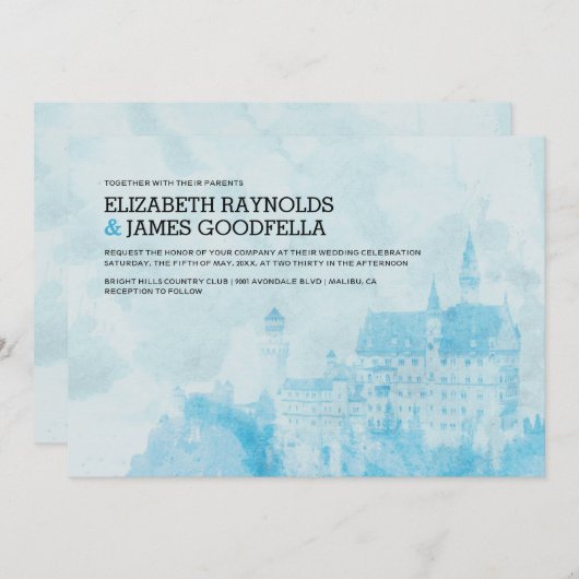 Invitations de mariage de château de conte de fées (Devant / Derrière)