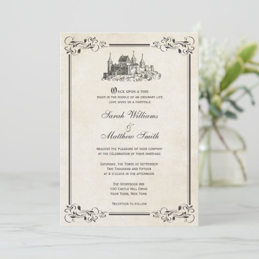 Invitations de mariage de château de conte de fées (Debout devant)