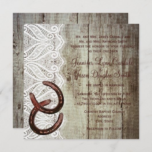 Invitations de mariage de chaussures à double chev (Devant / Derrière)