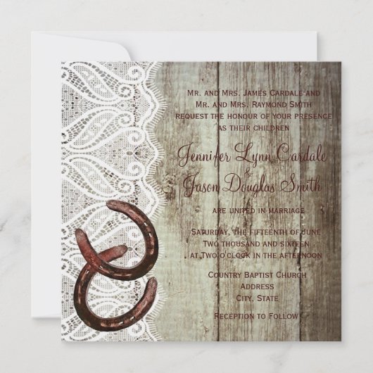 Invitations de mariage de chaussures à double chev (Devant)