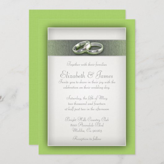 Invitations de mariage de chaux (Devant / Derrière)