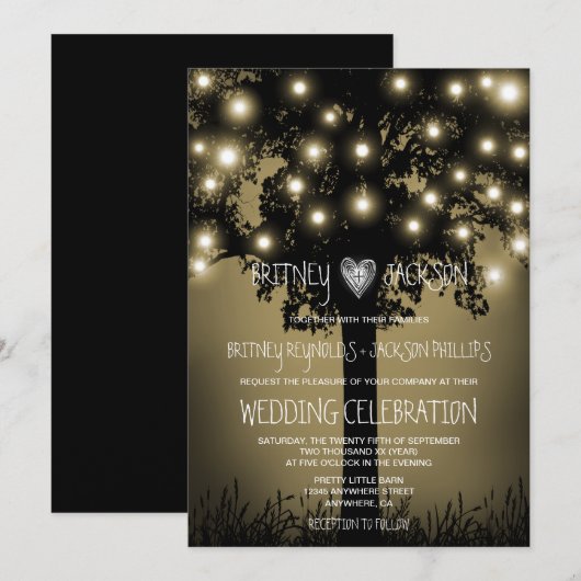 Invitations de mariage de chêne entaché rustique (Devant / Derrière)