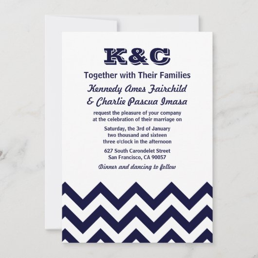 Invitations de mariage de Chevron (Devant)