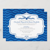 Invitations de mariage de Chevron de bleu royal (Devant / Derrière)