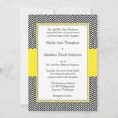 Invitations de mariage de Chevron jaune et noir (Devant)
