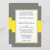 Invitations de mariage de Chevron jaune et noir (Devant / Derrière)