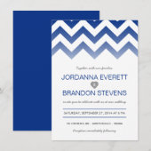 Invitations de mariage de Chevron Ombre de bleu (Devant / Derrière)