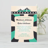 Invitations de mariage de cirque - Noir et Turquoi (Debout devant)