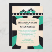 Invitations de mariage de cirque - Noir et Turquoi (Devant / Derrière)