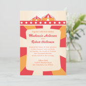Invitations de mariage de cirque - Rouge et Orange (Debout devant)