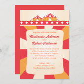 Invitations de mariage de cirque - Rouge et Orange (Devant / Derrière)
