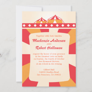 Invitations de mariage de cirque - Rouge et Orange