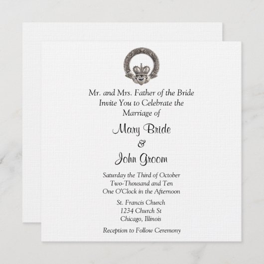 Invitations de mariage de Claddagh (Devant / Derrière)