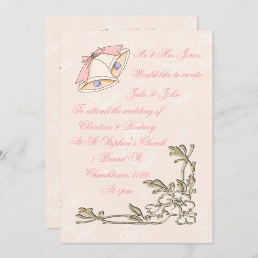 Invitations de mariage de cloches (Devant / Derrière)