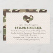 Invitations de mariage de coeur de camouflage (Devant / Derrière)