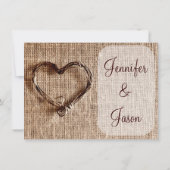 Invitations de mariage de coeur de ficelle de (Dos)