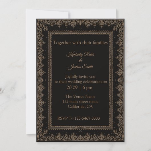 Invitations de mariage de conception de cadre vint (Devant)