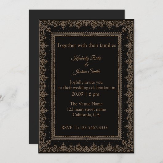 Invitations de mariage de conception de cadre vint (Devant / Derrière)