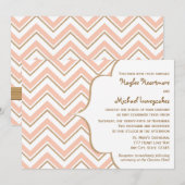 Invitations de mariage de Coral et de Gold Chevron (Devant / Derrière)