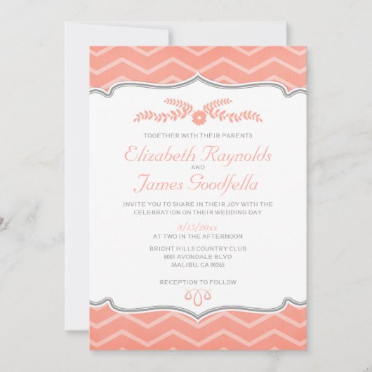Invitations de mariage de Coral Zigzag (Devant)