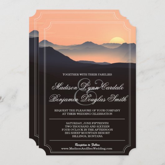 Invitations de mariage de coucher du soleil de (Devant / Derrière)
