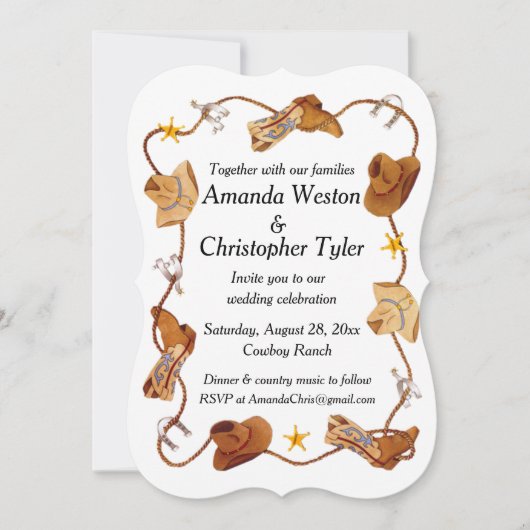 Invitations de mariage de Cowboy (Devant)