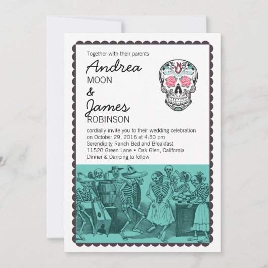 Invitations de mariage de crâne de squelettes de (Devant)