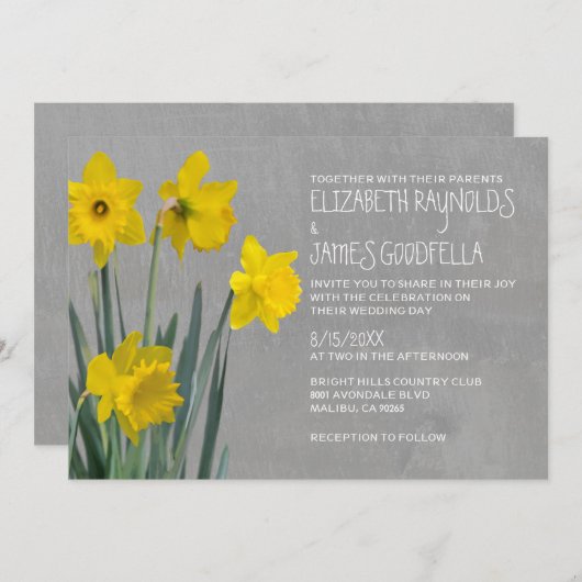 Invitations de mariage de Daffodil (Devant / Derrière)