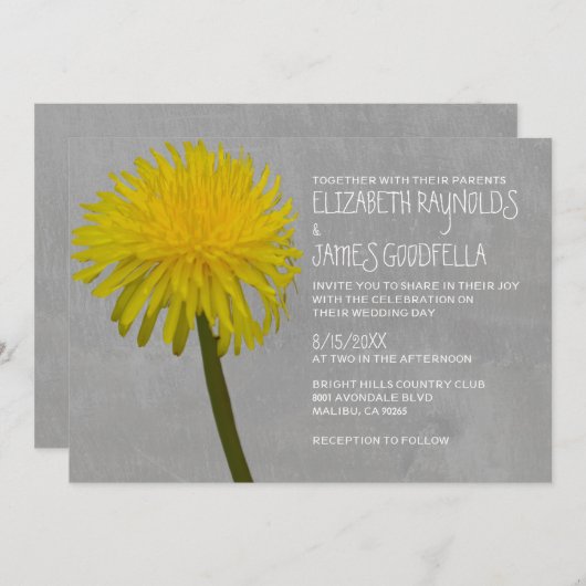 Invitations de mariage de Dandelion (Devant / Derrière)