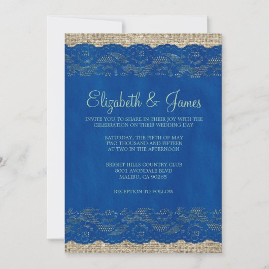 Invitations de mariage de dentelle bleu et vert (Devant)