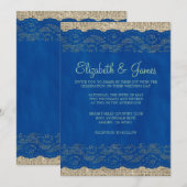 Invitations de mariage de dentelle bleu et vert (Devant / Derrière)