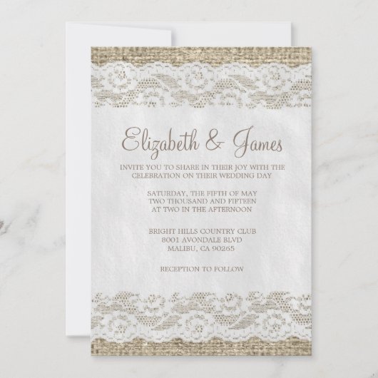 Invitations de mariage de dentelle Brown (Devant)