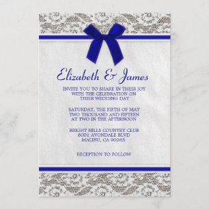 Invitations de mariage de dentelle de pays de bleu