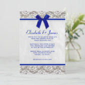 Invitations de mariage de dentelle de pays de bleu (Debout devant)