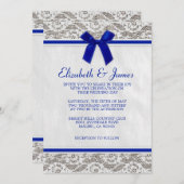 Invitations de mariage de dentelle de pays de bleu (Devant / Derrière)