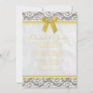 Invitations de mariage de dentelle de pays jaune