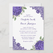Invitations de mariage de dentelle d'Hydrangea vio (Devant)