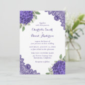 Invitations de mariage de dentelle d'Hydrangea vio (Debout devant)