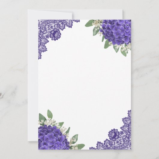 Invitations de mariage de dentelle d'Hydrangea vio (Dos)