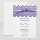 Invitations de mariage de dentelle et de ruban (Devant / Derrière)