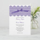 Invitations de mariage de dentelle et de ruban (Debout devant)