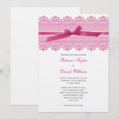 Invitations de mariage de dentelle et de ruban (Devant / Derrière)