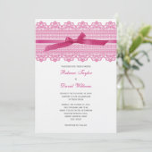 Invitations de mariage de dentelle et de ruban (Debout devant)
