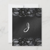 Invitations de mariage de dentelle noire et de sat (Dos)